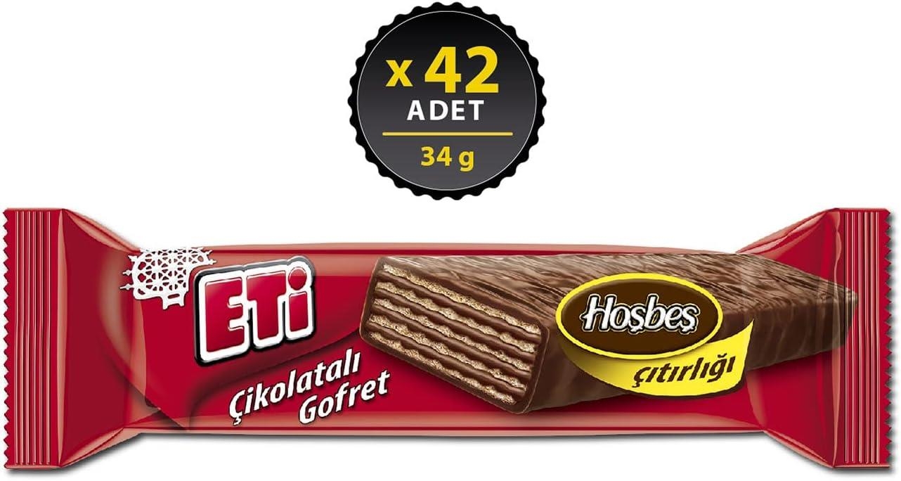 Eti Çikolatalı Gofret Sütlü Çikolata Kaplı Fındık Kremalı 34 Gr 42 Adet