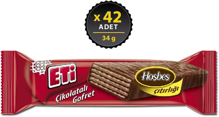 Eti Çikolatalı Gofret Sütlü Çikolata Kaplı Fındık Kremalı 34 Gr 42 Adet - 2