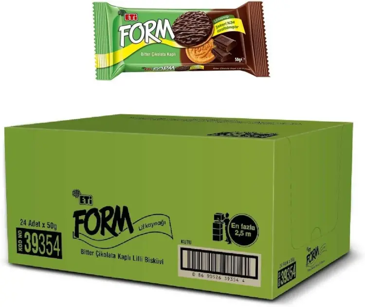Eti Form Bitter Çikolata Kaplı Lifli Bisküvi 50 Gr 24 Adet - 1