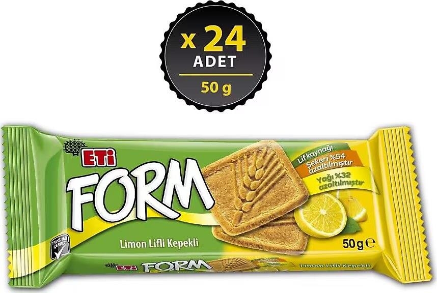 Eti Form Limon Lifli Kepekli Bisküvi 50 Gr 24 Adet