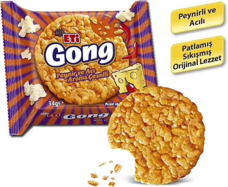 Eti Gong Peynirli Acılı Mısır ve Pirinç Patlağı 34 Gr 18 Adet - 1