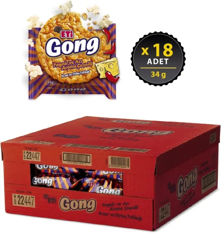 Eti Gong Peynirli Acılı Mısır ve Pirinç Patlağı 34 Gr 18 Adet - 2