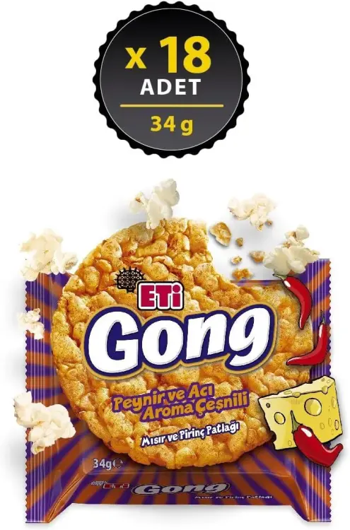 Eti Gong Peynirli Acılı Mısır ve Pirinç Patlağı 34 Gr 18 Adet - 3