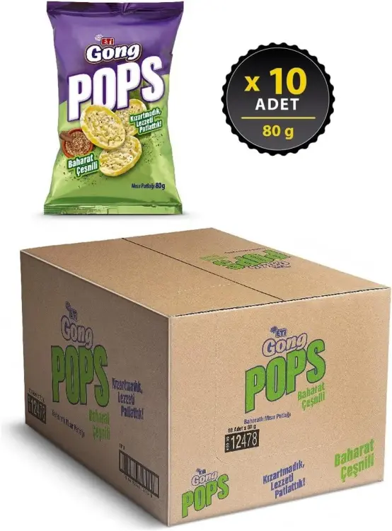 Eti Gong Pops Baharat Çeşnili Mısır Patlağı 80 Gr 10 Adet - 2