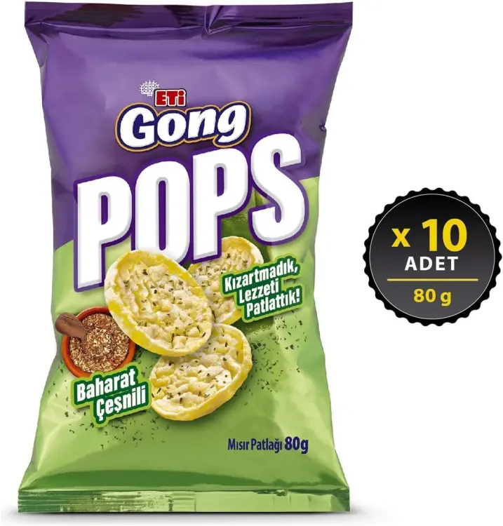 Eti Gong Pops Baharat Çeşnili Mısır Patlağı 80 Gr 10 Adet - 3