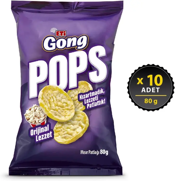 Eti Gong Pops Orijinal Lezzet Mısır Patlağı 80 Gr 10 Adet - 1