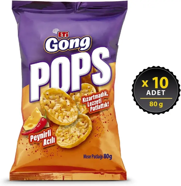 Eti Gong Pops Peynirli Acılı Mısır Patlağı 80 Gr 10 Adet - 3
