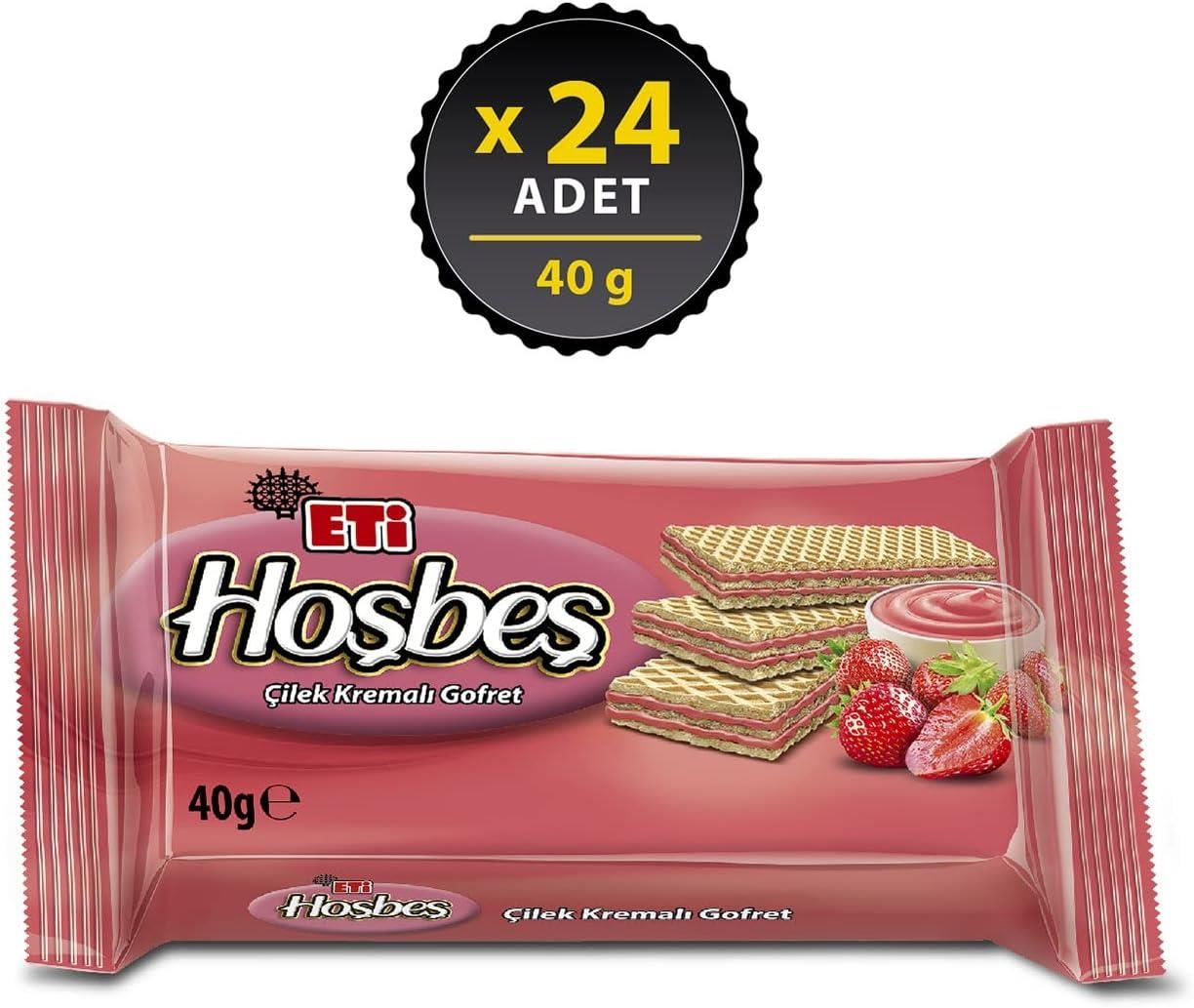 Eti Hoşbeş Çilek Kremalı Gofret 40 Gr 24 Adet