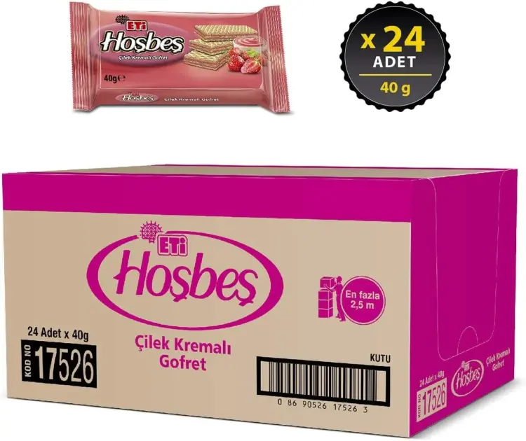 Eti Hoşbeş Çilek Kremalı Gofret 40 Gr 24 Adet - 1