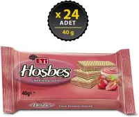 Eti Hoşbeş Çilek Kremalı Gofret 40 Gr 24 Adet (1)
