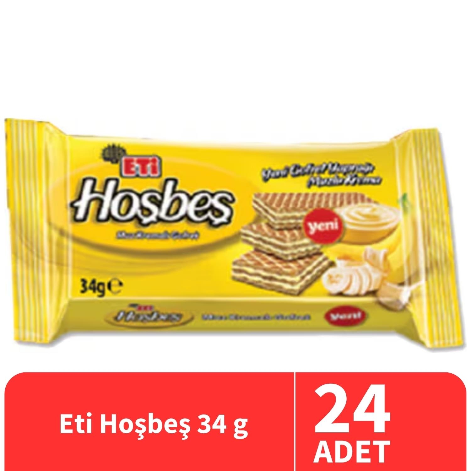 Eti Hoşbeş Muz Kremalı Gofret 34 Gr 24 Adet