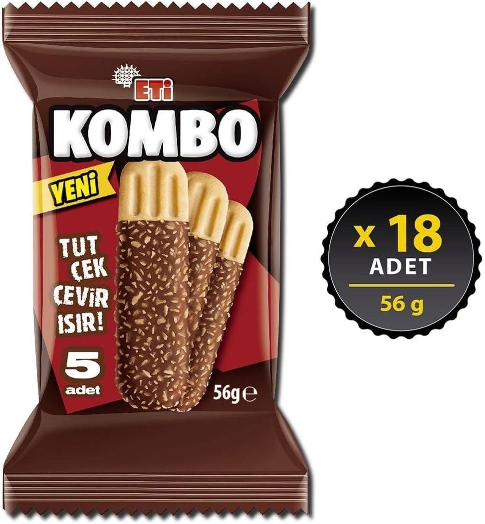 Eti Kombo Çikolata Kaplamalı Bisküvi 56 Gr 18 Adet