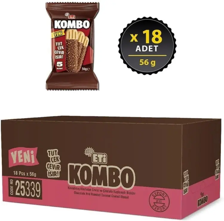 Eti Kombo Çikolata Kaplamalı Bisküvi 56 Gr 18 Adet - 2
