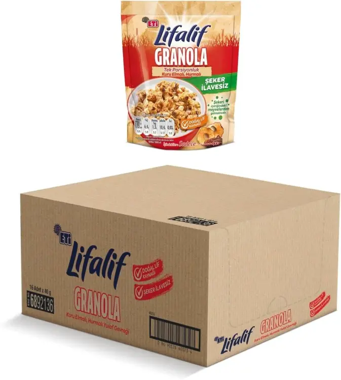 Eti Lifalif Kuru Elmalı Granola 40 Gr 16 Adet - 1