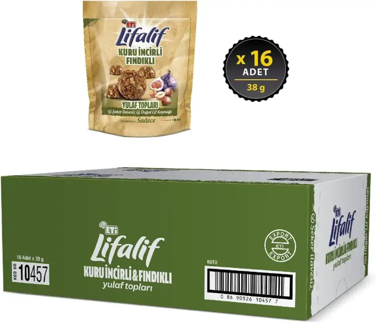 Eti Lifalif Kuru İncirli ve Fındıklı Yulaf Topları 38 Gr 16 Adet - Eti