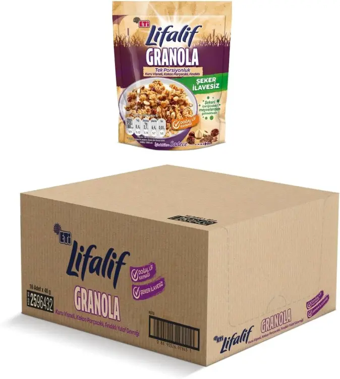 Eti Lifalif Kuru Vişne Kakaolu Fındıklı Granola 40 Gr 16 Adet - 1
