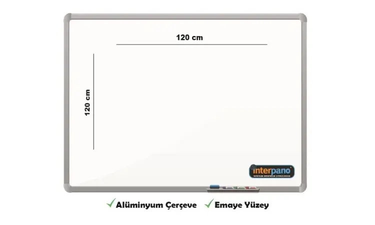 İnter Duvara Monte Yazı Tahtası Emaye Yüzey 120x120 Cm INT-683 