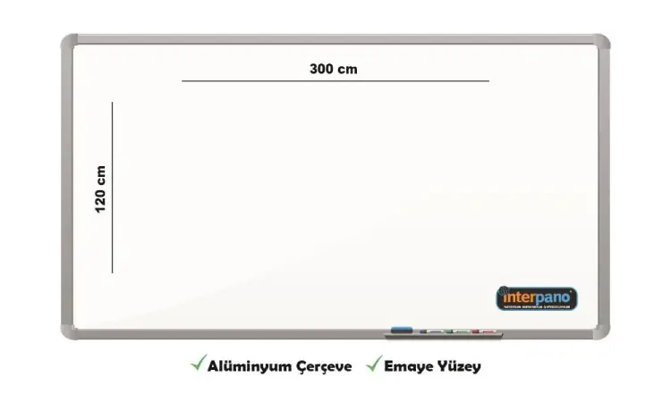 İnter Duvara Monte Yazı Tahtası Emaye Yüzey 120x300 Cm INT-687 - 1