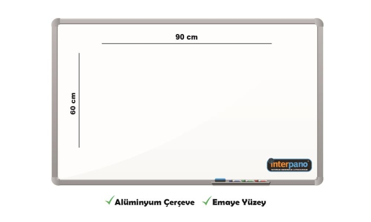 İnter Duvara Monte Yazı Tahtası Emaye Yüzey 60x90 Cm INT-821 