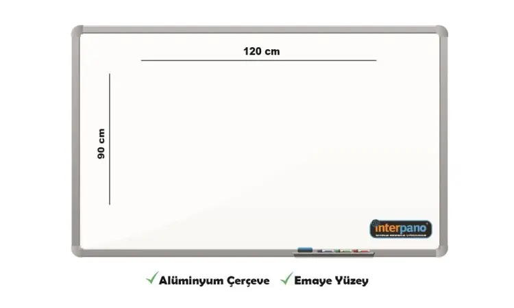 İnter Duvara Monte Yazı Tahtası Emaye Yüzey 90x120 Cm INT-684 - 1