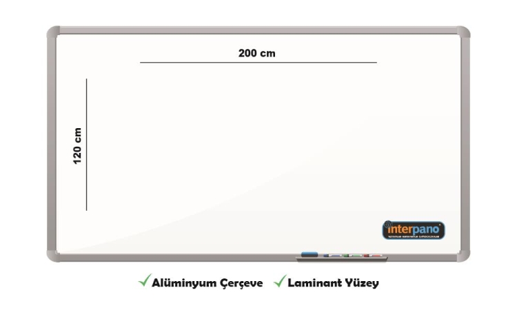 İnter Duvara Monte Yazı Tahtası Laminant Yüzey 120x200 Cm INT-589 