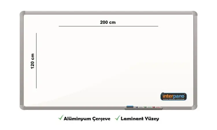 İnter Duvara Monte Yazı Tahtası Laminant Yüzey 120x200 Cm INT-589 - 1