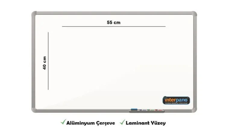İnter Duvara Monte Yazı Tahtası Laminant Yüzey 40x55 Cm INT-582 - 1