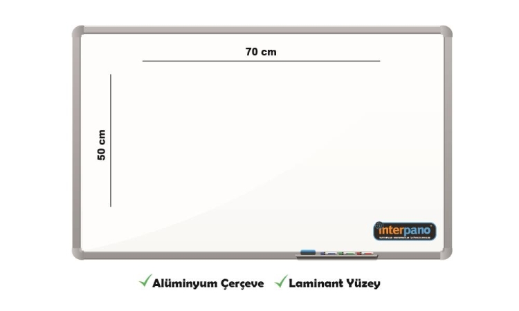 İnter Duvara Monte Yazı Tahtası Laminant Yüzey 50x70 Cm INT-584 