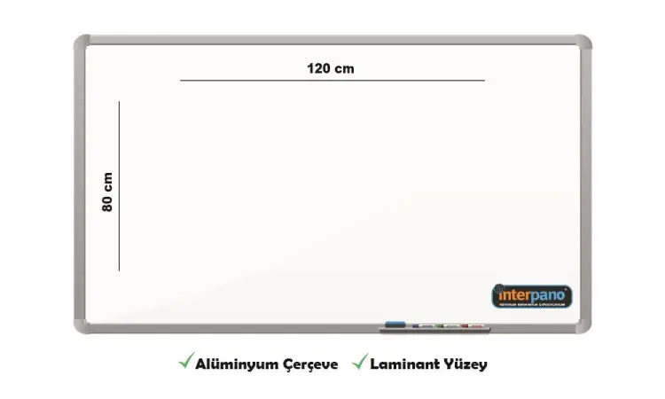İnter Duvara Monte Yazı Tahtası Laminant Yüzey 80x120 Cm INT-587 - 1