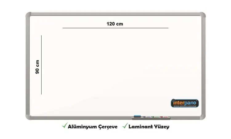 İnter Duvara Monte Yazı Tahtası Laminant Yüzey 90x120 Cm INT-578 - 1