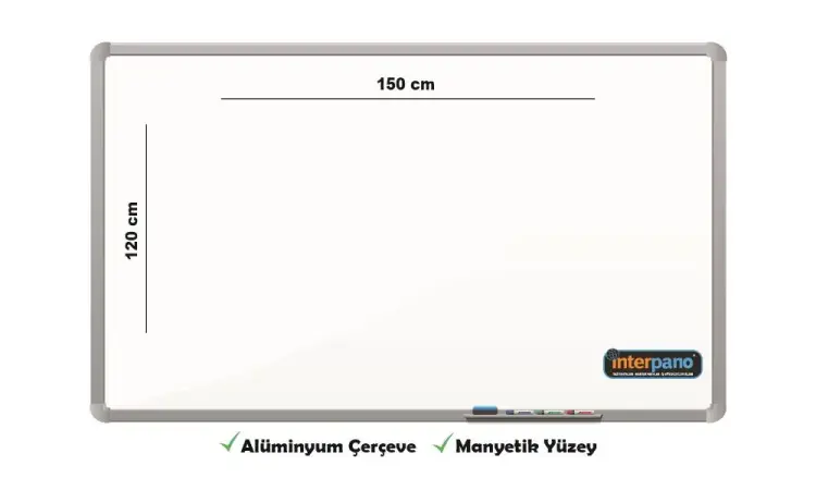 İnter Duvara Monte Yazı Tahtası Manyetik Yüzey 120x150 Cm INT-604 - 2