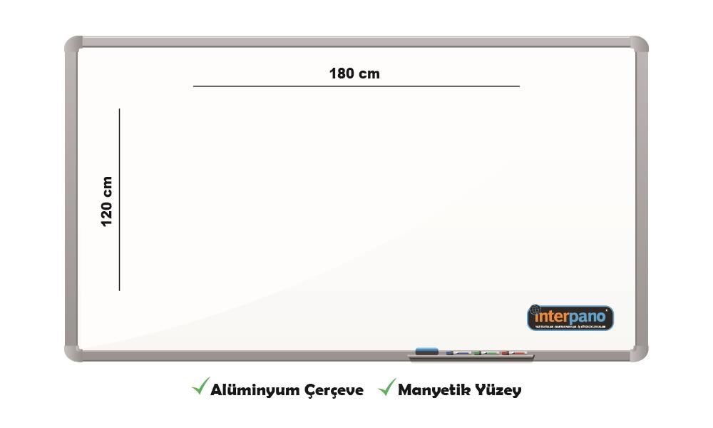 İnter Duvara Monte Yazı Tahtası Manyetik Yüzey 120x180 Cm INT-605