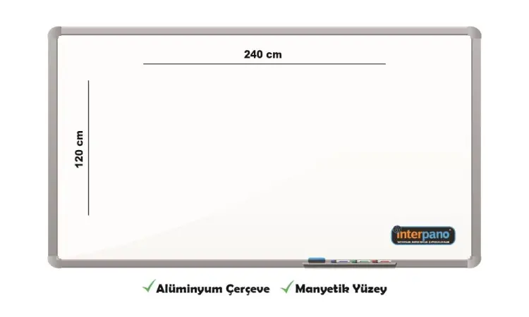 İnter Duvara Monte Yazı Tahtası Manyetik Yüzey 120x240 Cm INT-607 - 1