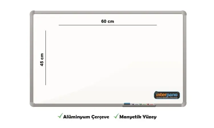 İnter Duvara Monte Yazı Tahtası Manyetik Yüzey 45x60 Cm INT-600 - 1