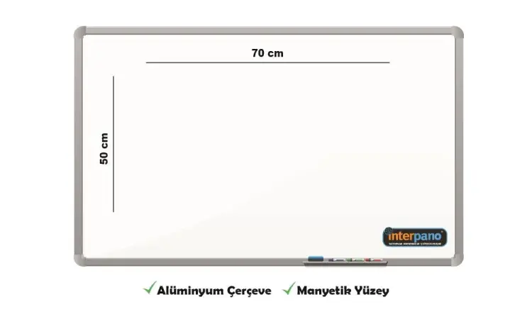 İnter Duvara Monte Yazı Tahtası Manyetik Yüzey 50x70 Cm INT-600-1 - 1