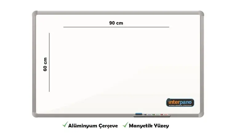 İnter Duvara Monte Yazı Tahtası Manyetik Yüzey 60x90 Cm INT-601 - 1