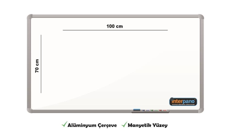 İnter Duvara Monte Yazı Tahtası Manyetik Yüzey 70x100 Cm INT-601-1 
