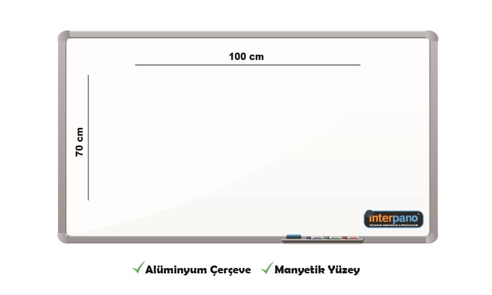 İnter Duvara Monte Yazı Tahtası Manyetik Yüzey 70x100 Cm INT-601-1