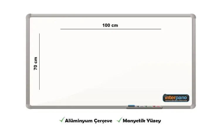 İnter Duvara Monte Yazı Tahtası Manyetik Yüzey 70x100 Cm INT-601-1 - 1