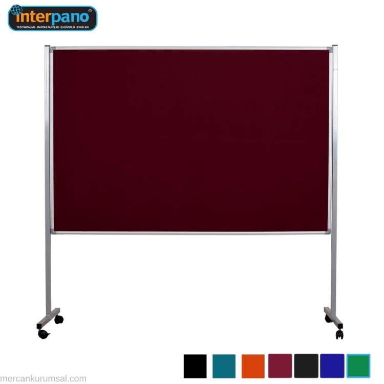İnter Tekerlek Ayaklı Çuhalı Bordo Pano 90x180 Cm INT-554-B 