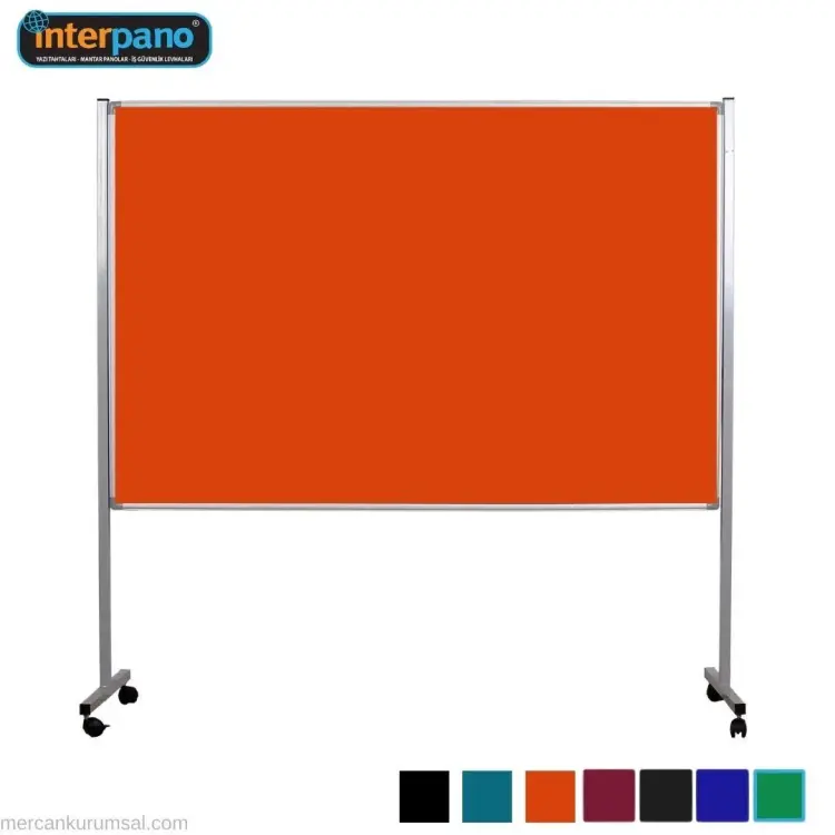 İnter Tekerlek Ayaklı Çuhalı Turuncu Pano 90x120 Cm INT-553-T - 1