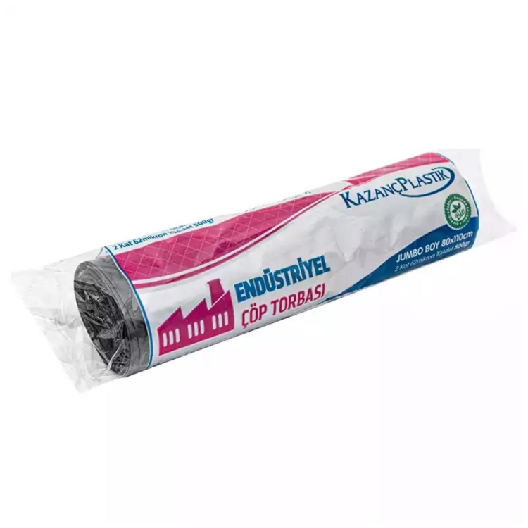 Kazanç Eko Endüstriyel Jumbo Çöp Torbası 80x110 Siyah 10 Lu 