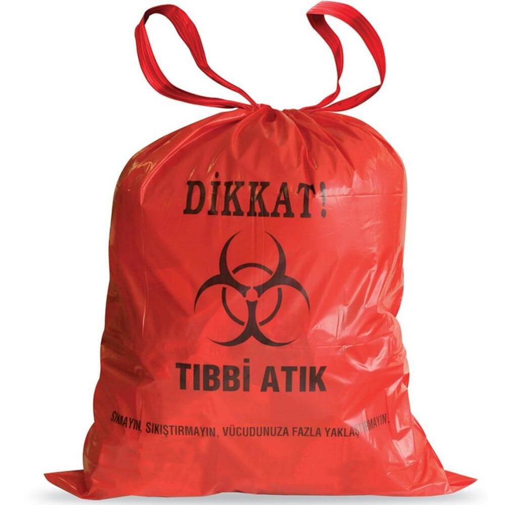 Kazanç Tıbbi Atık Büyük Boy Kırmızı Çöp Torbası Eko 65x80 Cm 10 Lu 20 Paket