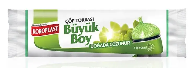 Koroplast Doğada Çözünür Büyük Boy Çöp Torbası 65x80 Cm 10 Lu - 1