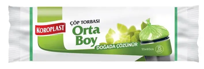 Koroplast Doğada Çözünür Orta Boy Çöp Torbası 55x60 Cm 15 Li - 1