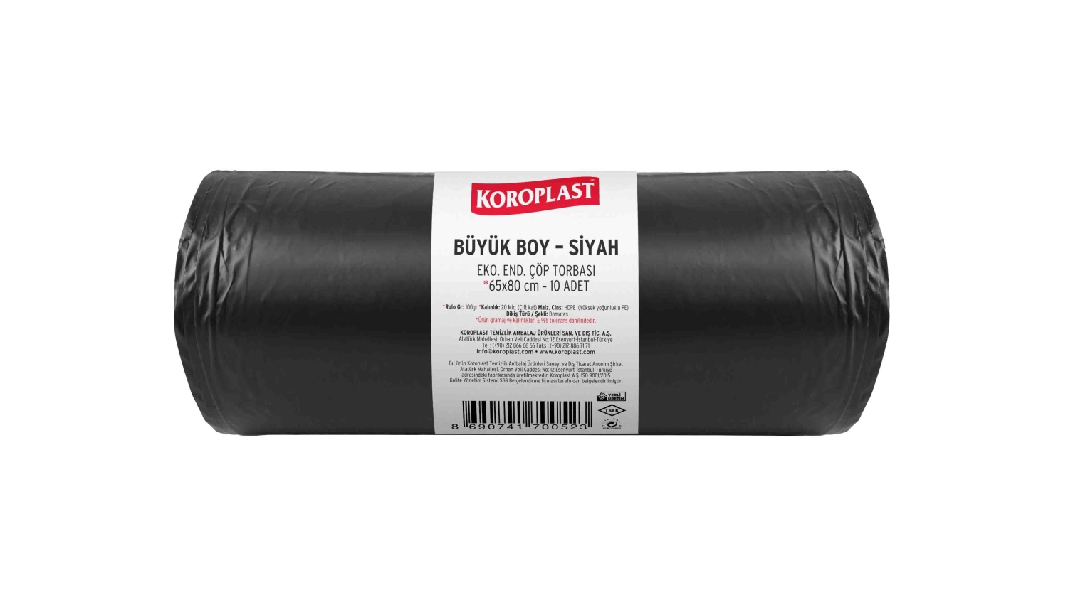 Koroplast Eko Endüstriyel Çöp Poşeti Büyük 65x80 Cm Siyah 80 Gr