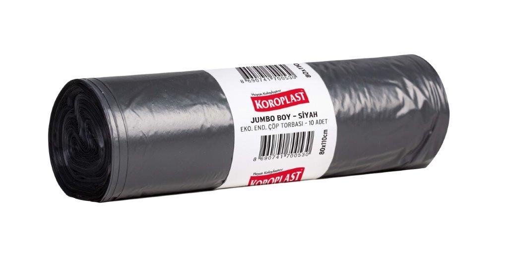 Koroplast Eko Endüstriyel Çöp Torbası Jumbo 80x110 Cm Siyah 300 Gr