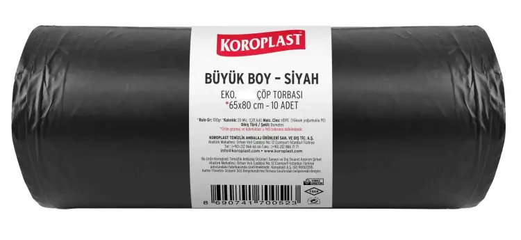Koroplast Ekonomik Büyük Boy Çöp Torbası 65x80 Cm 10 Lu - 1