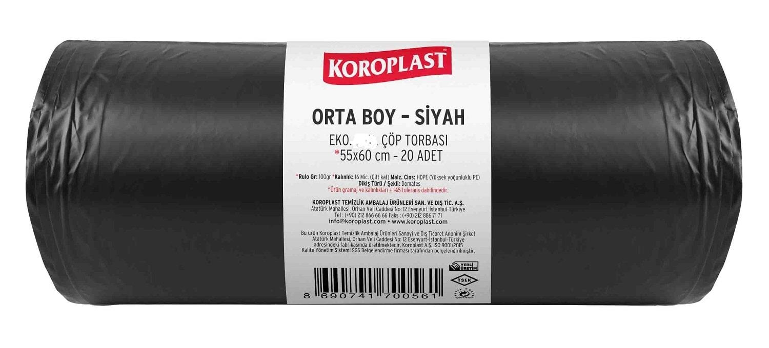 Koroplast Ekonomik Orta Boy Çöp Torbası 55x60 Cm 20 Li
