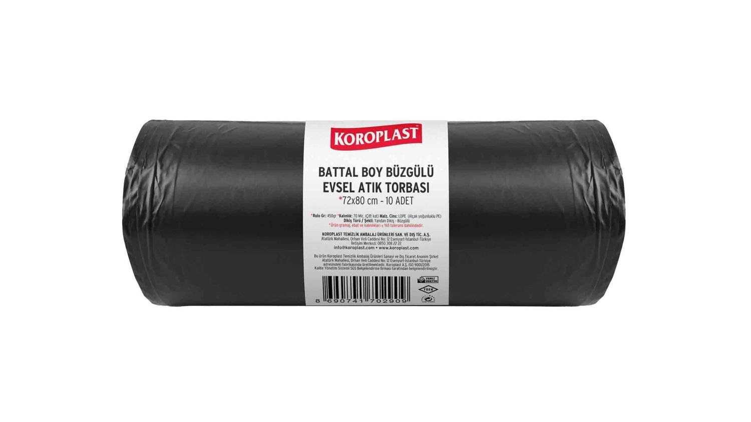 Koroplast Evsel Atık Büzgülü Battal 72x80 Cm Siyah 450 Gr 10 Lu 10 Rulo